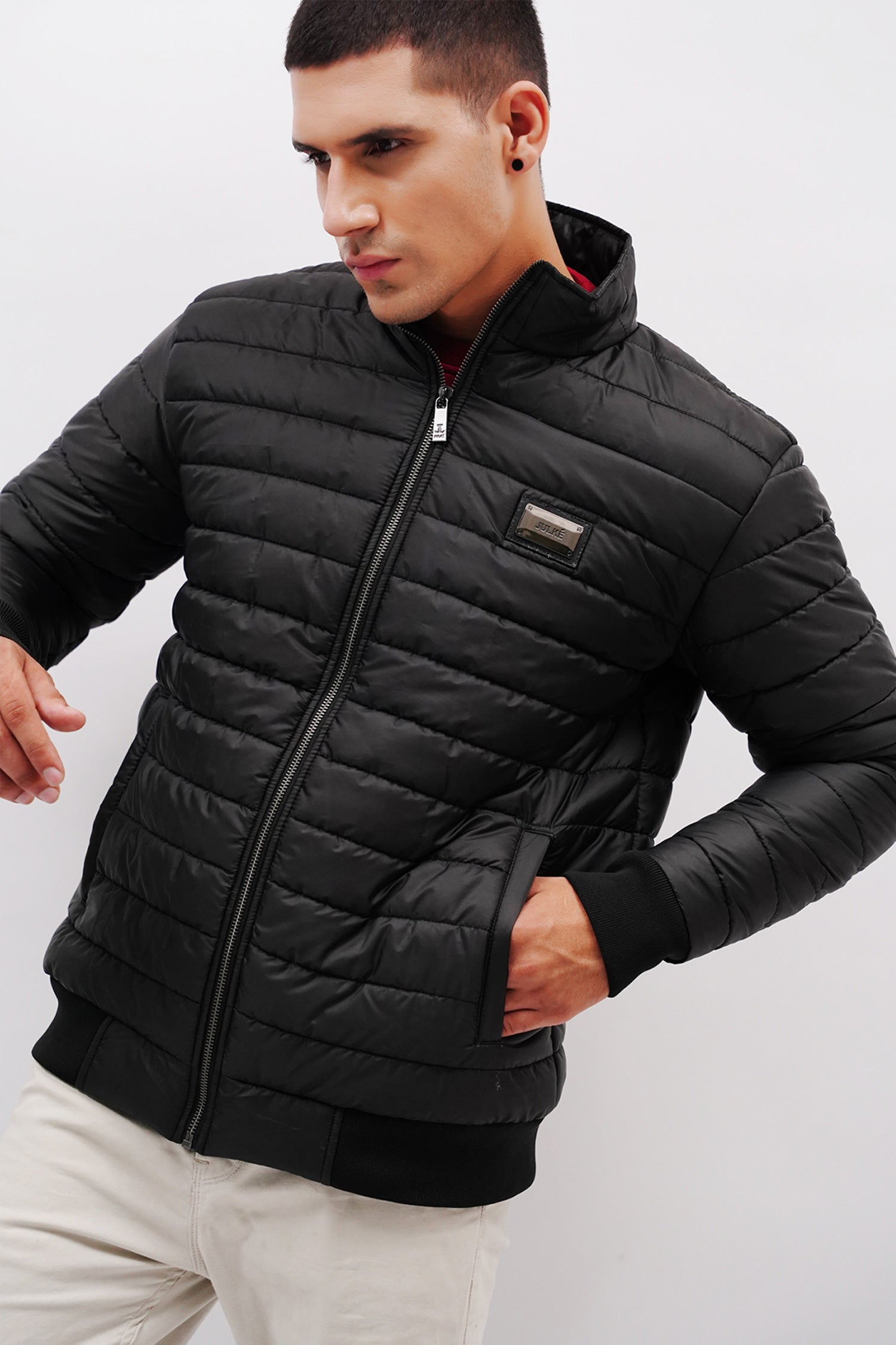 Black puffer sales bomber jacket mens