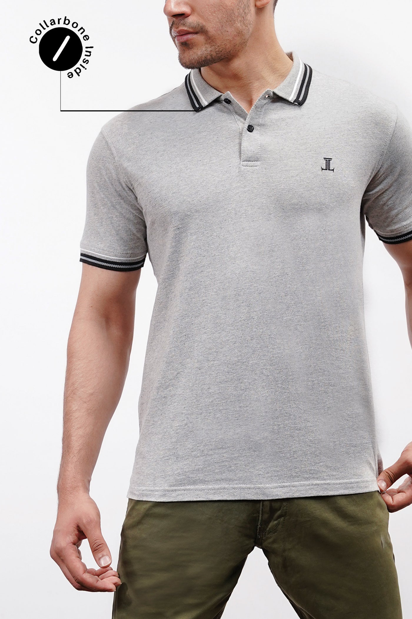 Ashton Mens Summer Polo Shirt in Light Grey JULKE JULKE