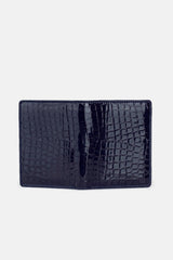 Mens original leather wallet with glossy crocodile texture in black colour by JULKE