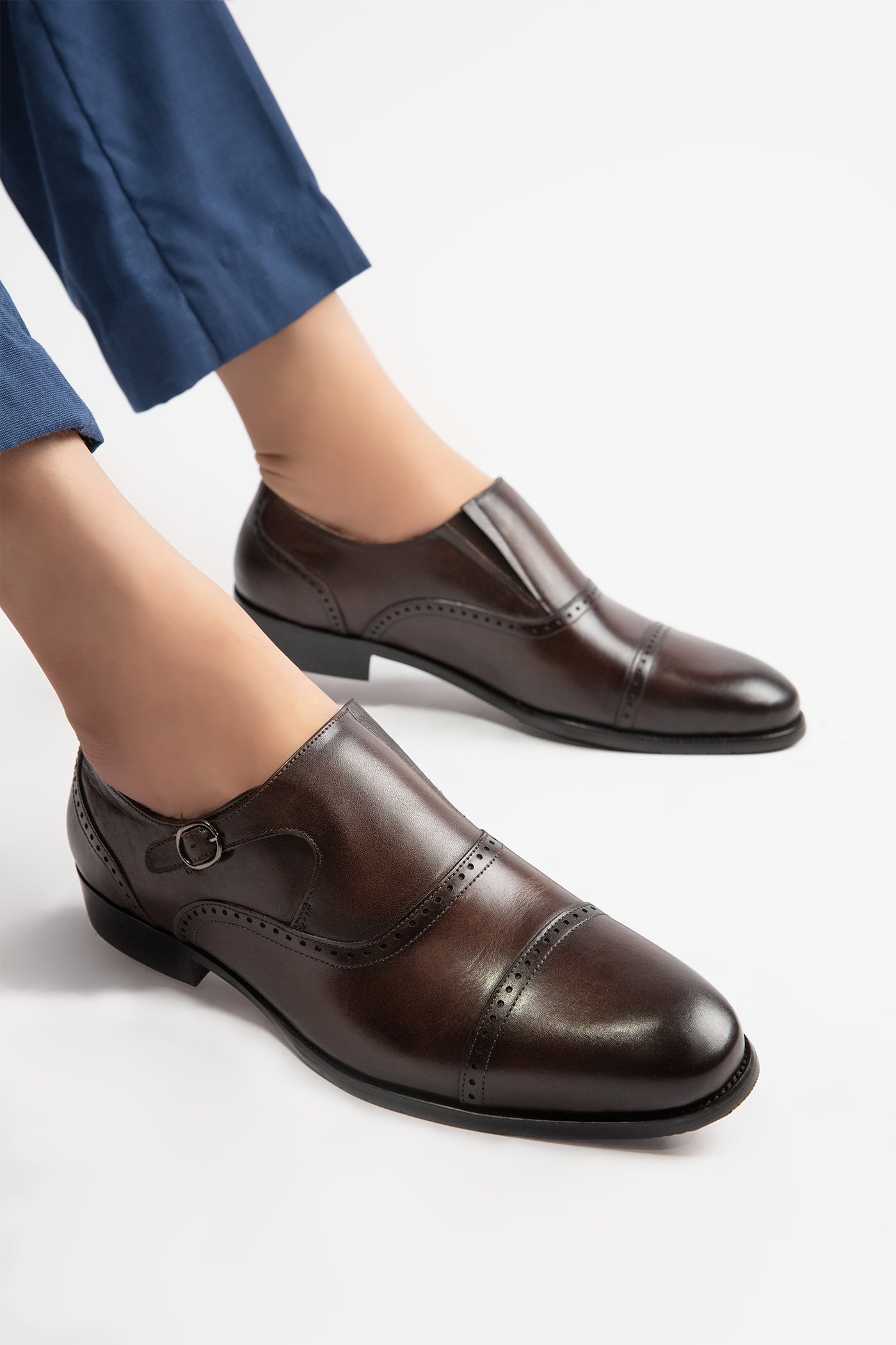 Dark brown leather mules on sale