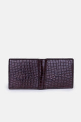 Mens original leather wallet with crocodile texture in dark plum colour by JULKE