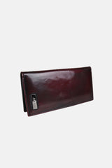 Mens original leather long wallet in burgundy colour with glossy two-tone finish by JULKE 