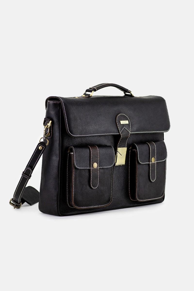 Mens original leather laptop bag in black colour by JULKE