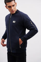 Mens winter polar fleece jacket with metal zipper in dark blue colour by JULKE