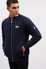 Mens winter polar fleece jacket with metal zipper in dark blue colour by JULKE